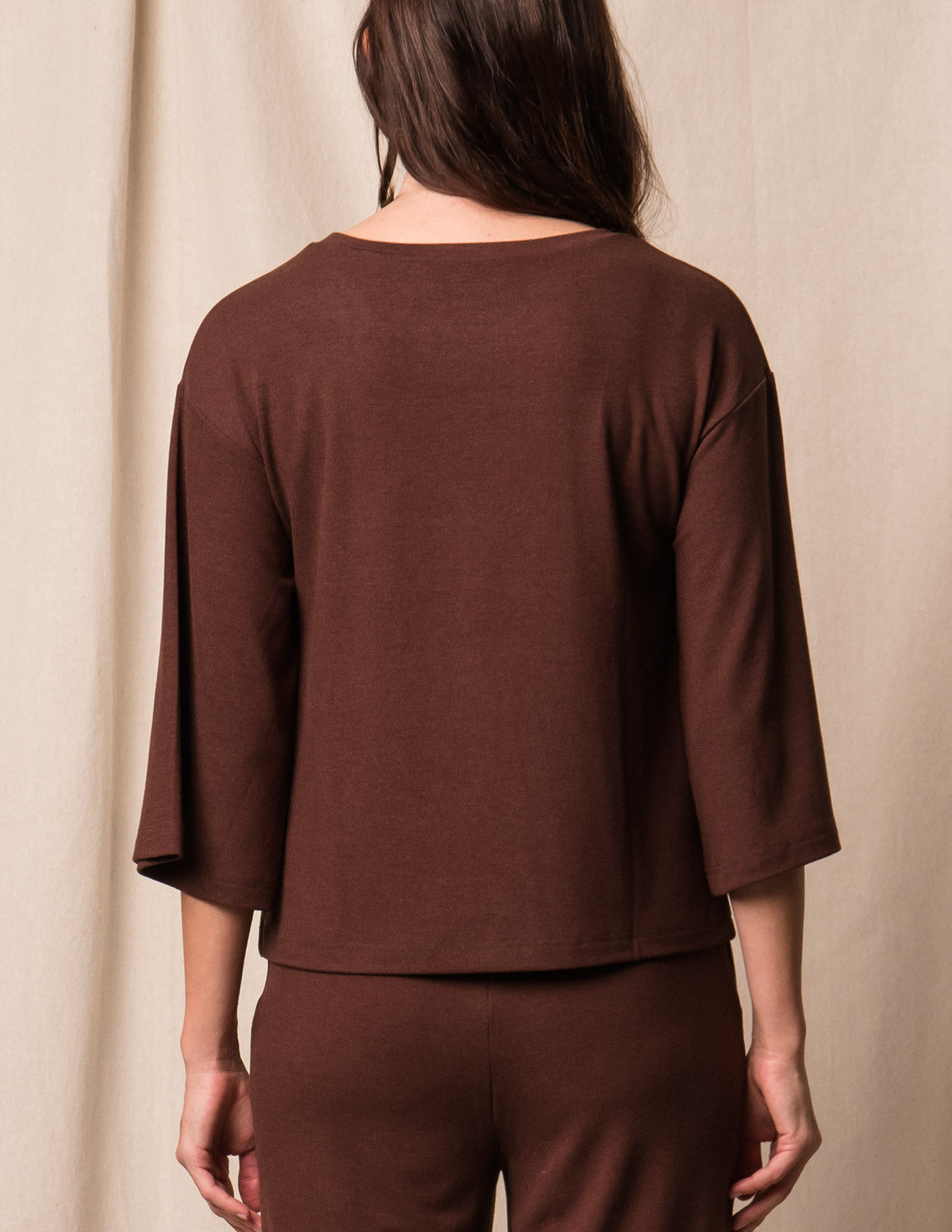 Soft Touch Bamboo Flare Top - Espresso