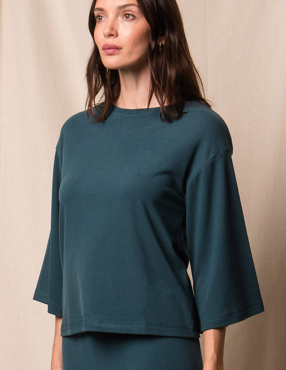 Soft Touch Bamboo Flare Top - Deep Sea