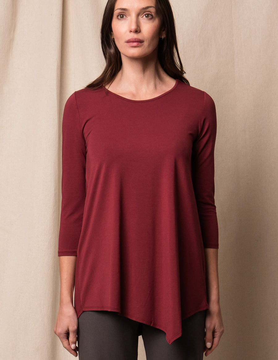 Bamboo / Organic Cotton Asymmetric Tunic - Cabernet