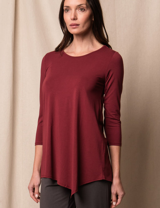 Bamboo / Organic Cotton Asymmetric Tunic - Cabernet