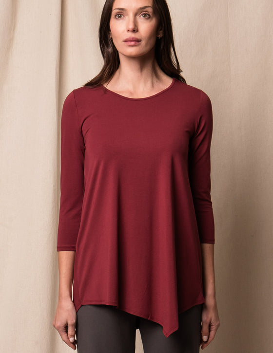 Bamboo / Organic Cotton Asymmetric Tunic - Cabernet