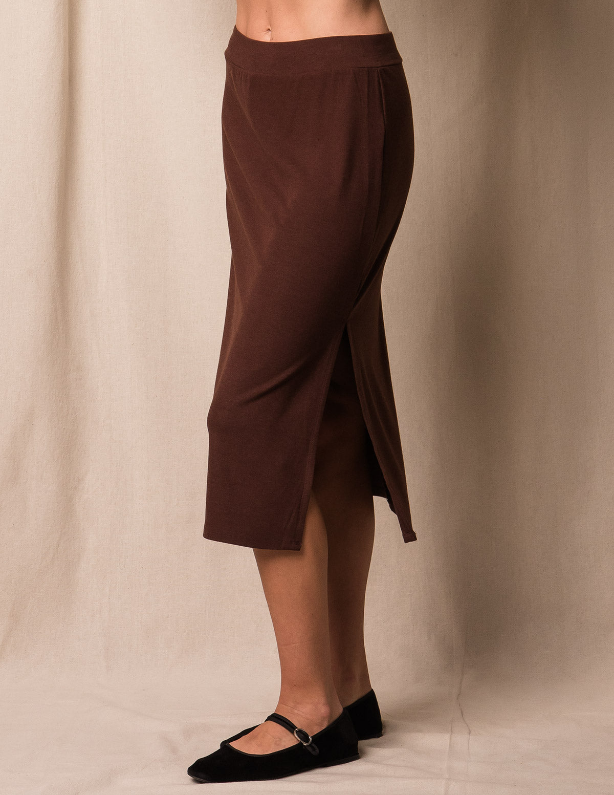Soft Touch Bamboo Midi Skirt - Espresso