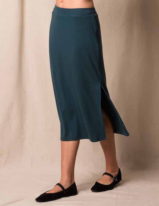 Soft Touch Bamboo Midi Skirt - Deep Sea