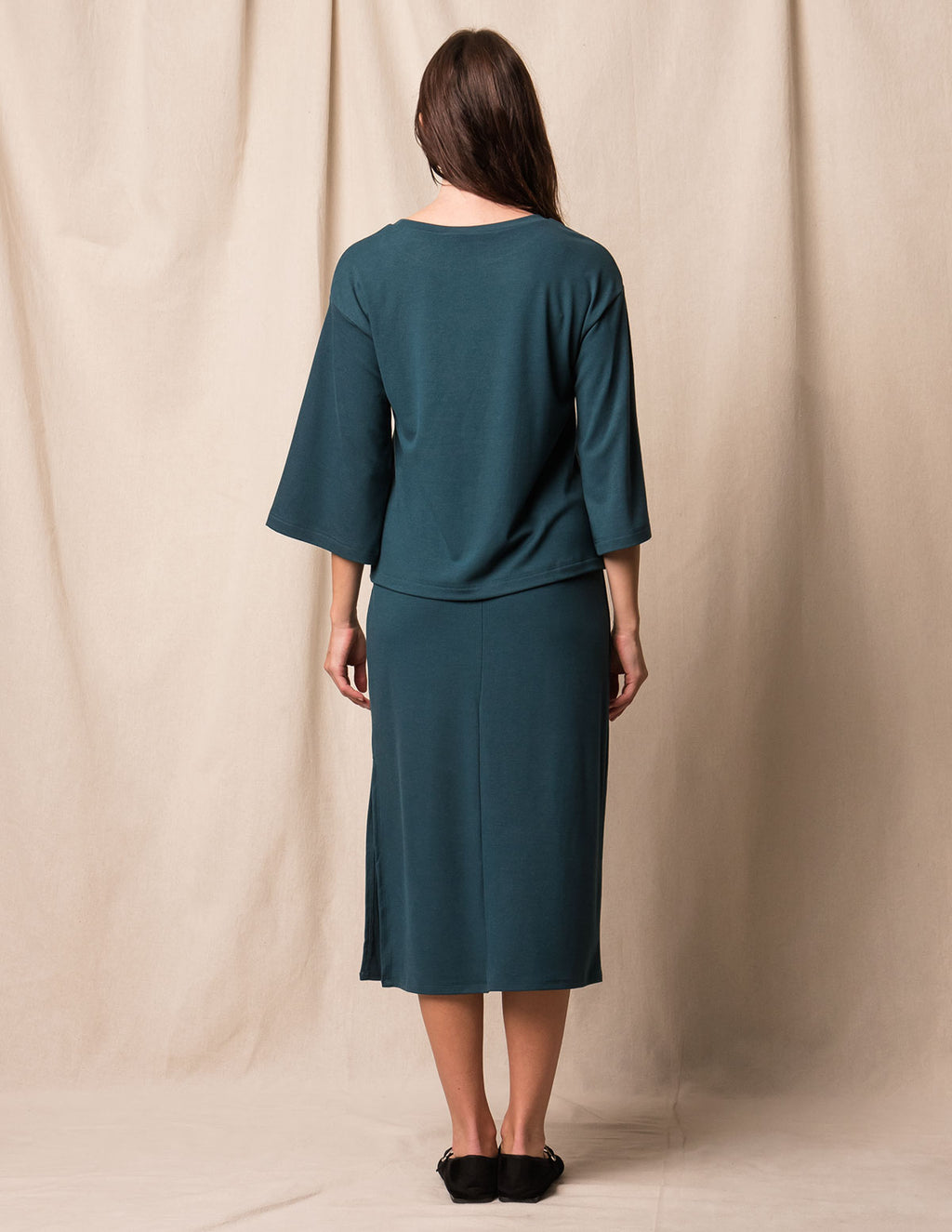 Soft Touch Bamboo Midi Skirt - Deep Sea