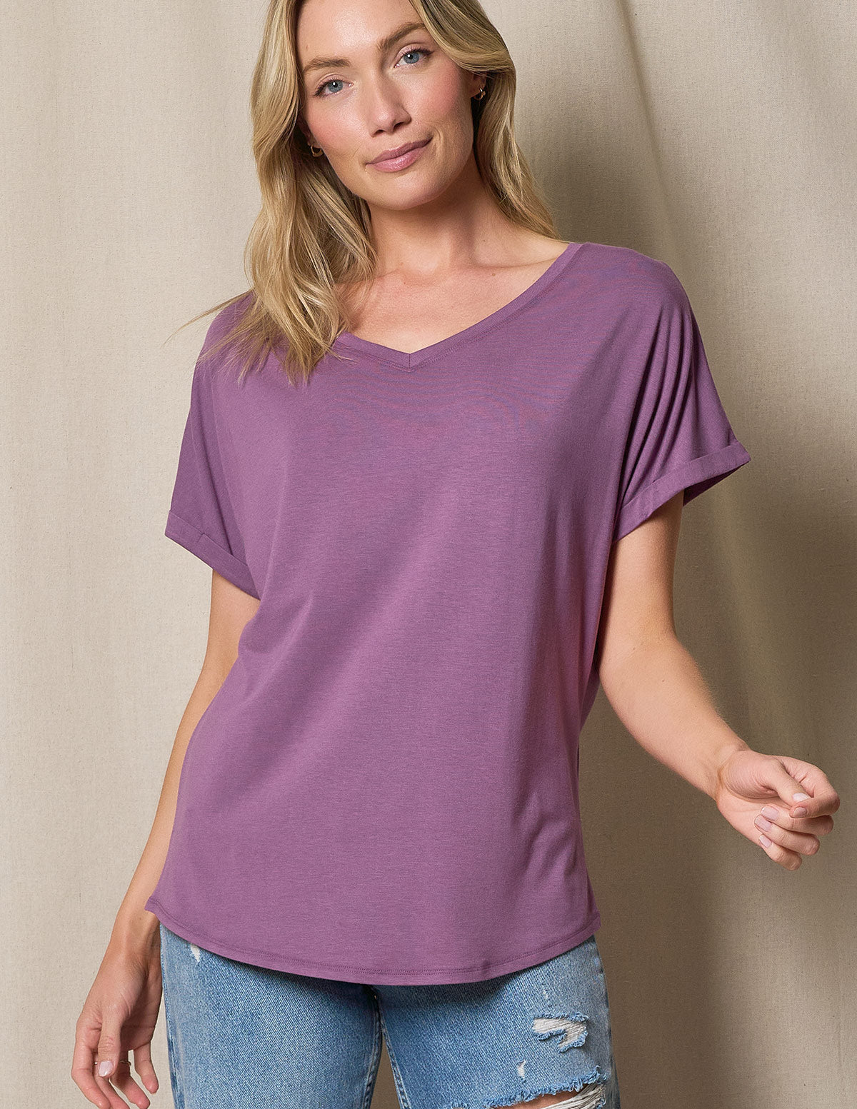 Zyla v-neck dolman top