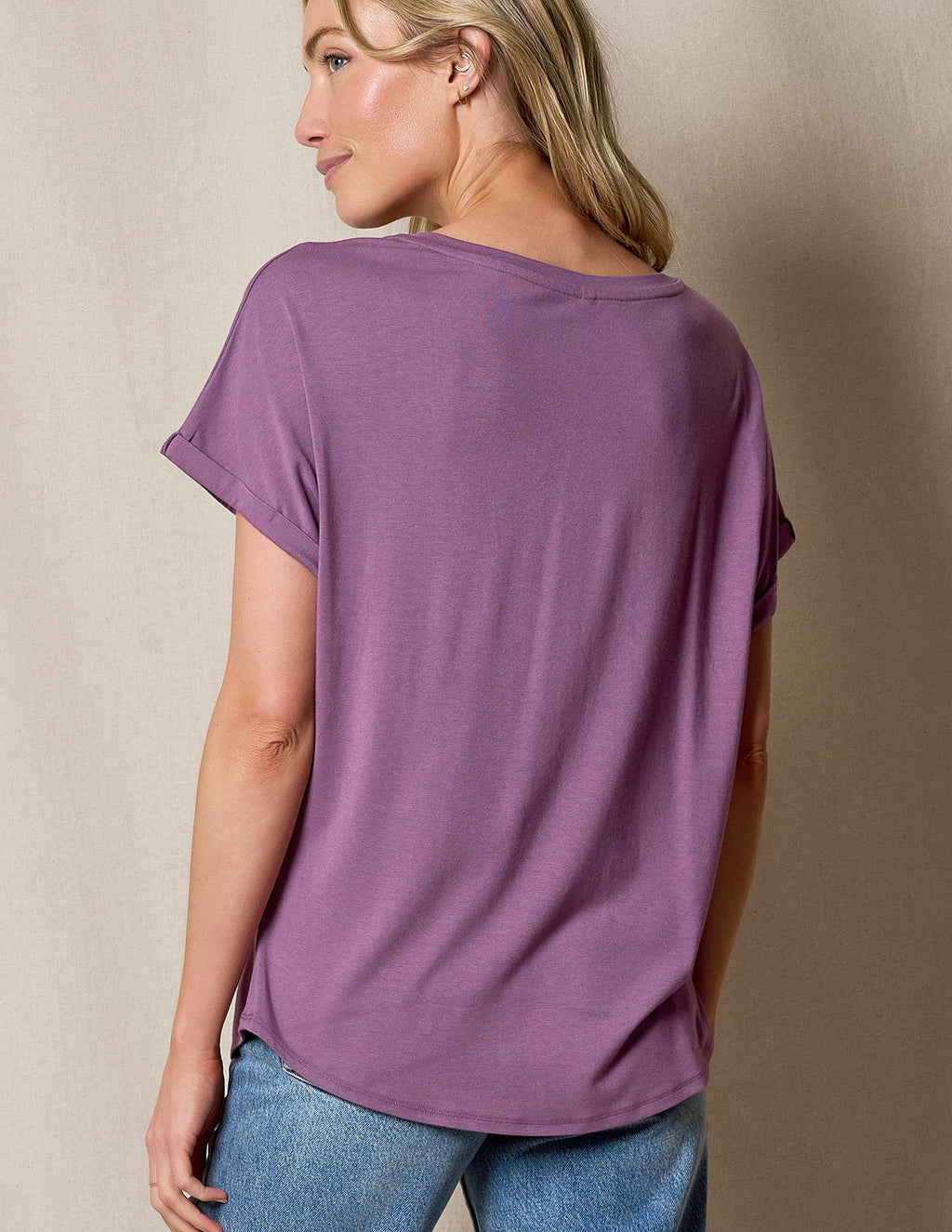 Bamboo / Organic Cotton V-Neck Dolman Top - Dusty Purple - Small Only ...