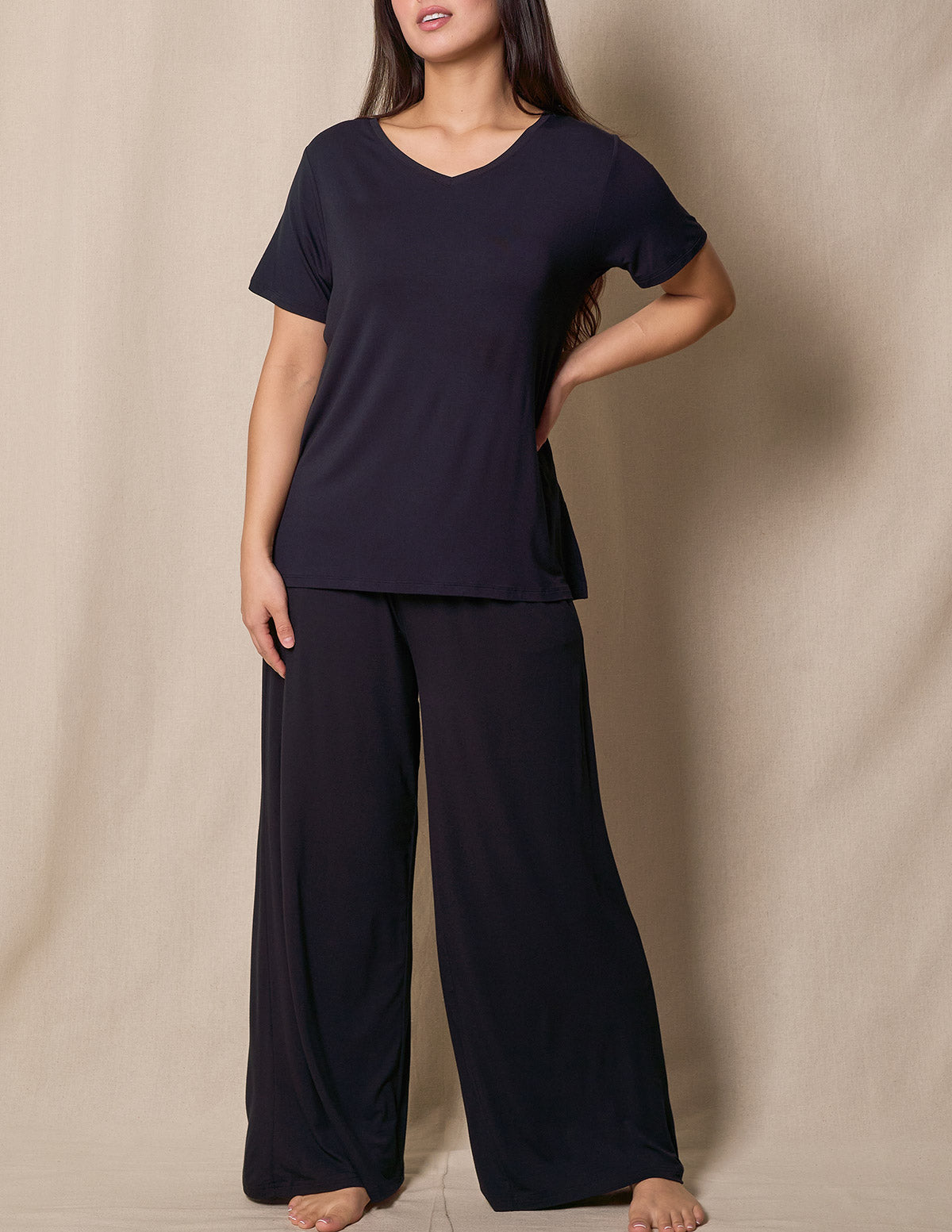 Bamboo Palazzo Lounge Pants - Black — Sivana