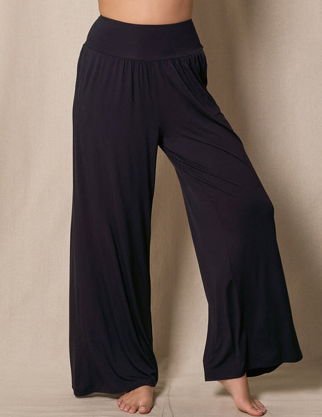 Bamboo Palazzo Lounge Pants - Black — Sivana