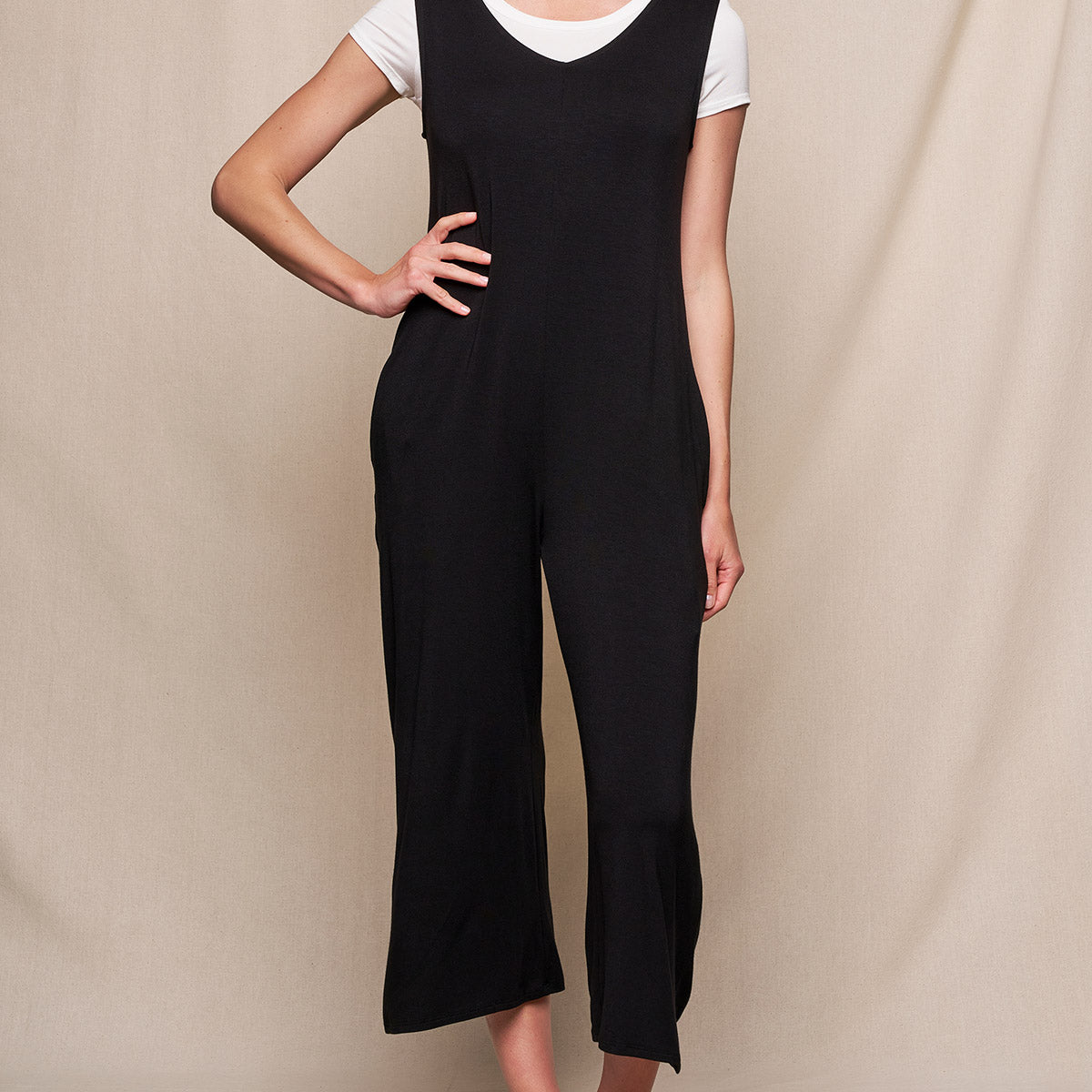 Bamboo Sleeveless Jumpsuit - Black — Sivana