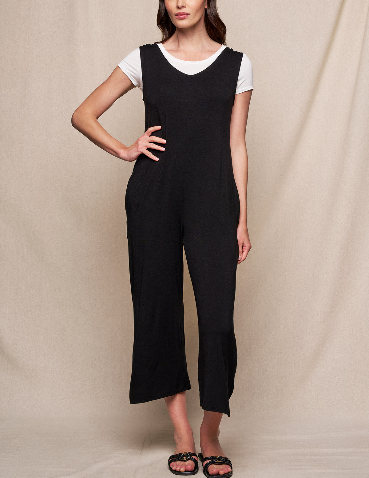 Bamboo Sleeveless Jumpsuit - Black — Sivana Bamboo Sleeveless Jumpsuit - Black — Sivana