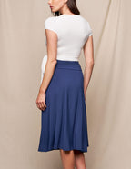 Bamboo Shirred Waist Skirt - Navy