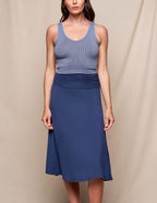 Bamboo Shirred Waist Skirt - Navy