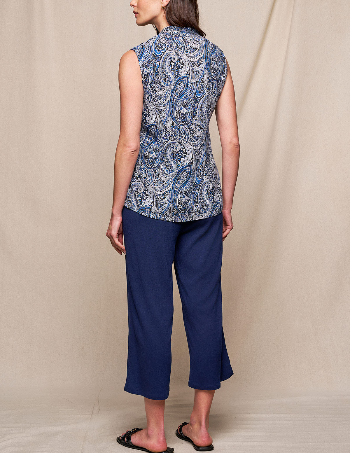 Linen / Bamboo Soft Waist Capri Pants - Indigo