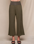 Linen / Bamboo Soft Waist Capri Pants - Olive