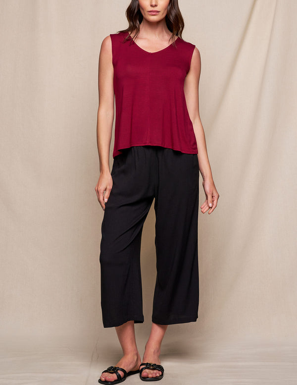Linen / Bamboo Soft Waist Capri Pants - Black — Sivana Linen / Bamboo Soft Waist Capri Pants - Black — Sivana