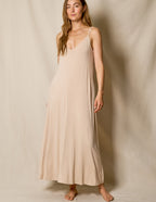 Bamboo Maxi Sleep Dress - Almond