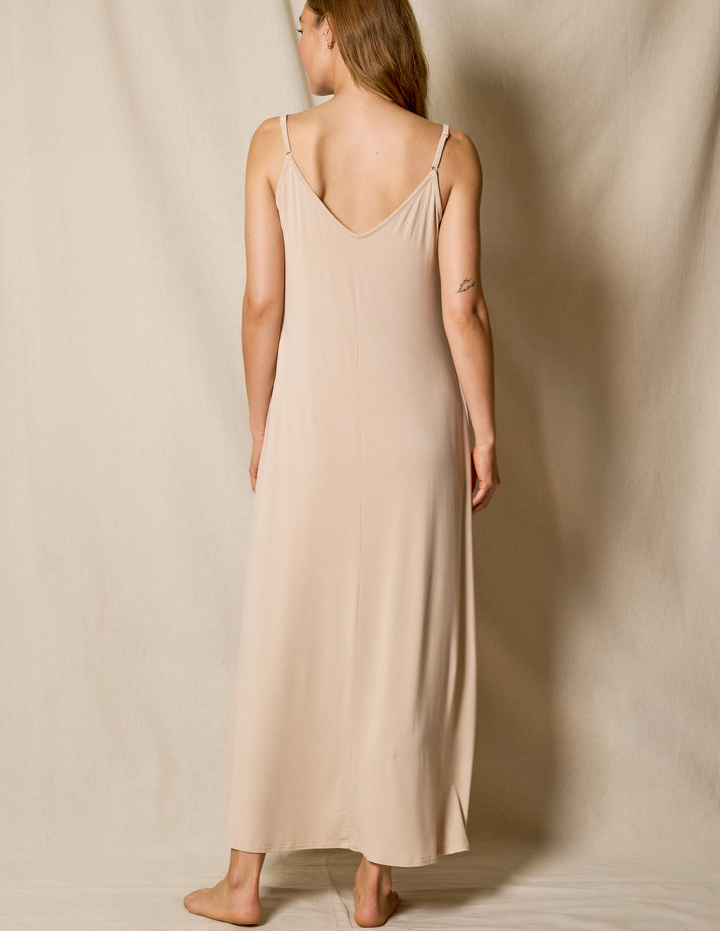 Bamboo Maxi Sleep Dress - Almond