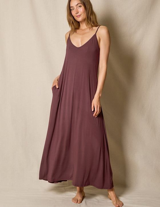 Bamboo Maxi Sleep Dress - Chocolate Sivana Bamboo Maxi Sleep Dress - Chocolate Sivana