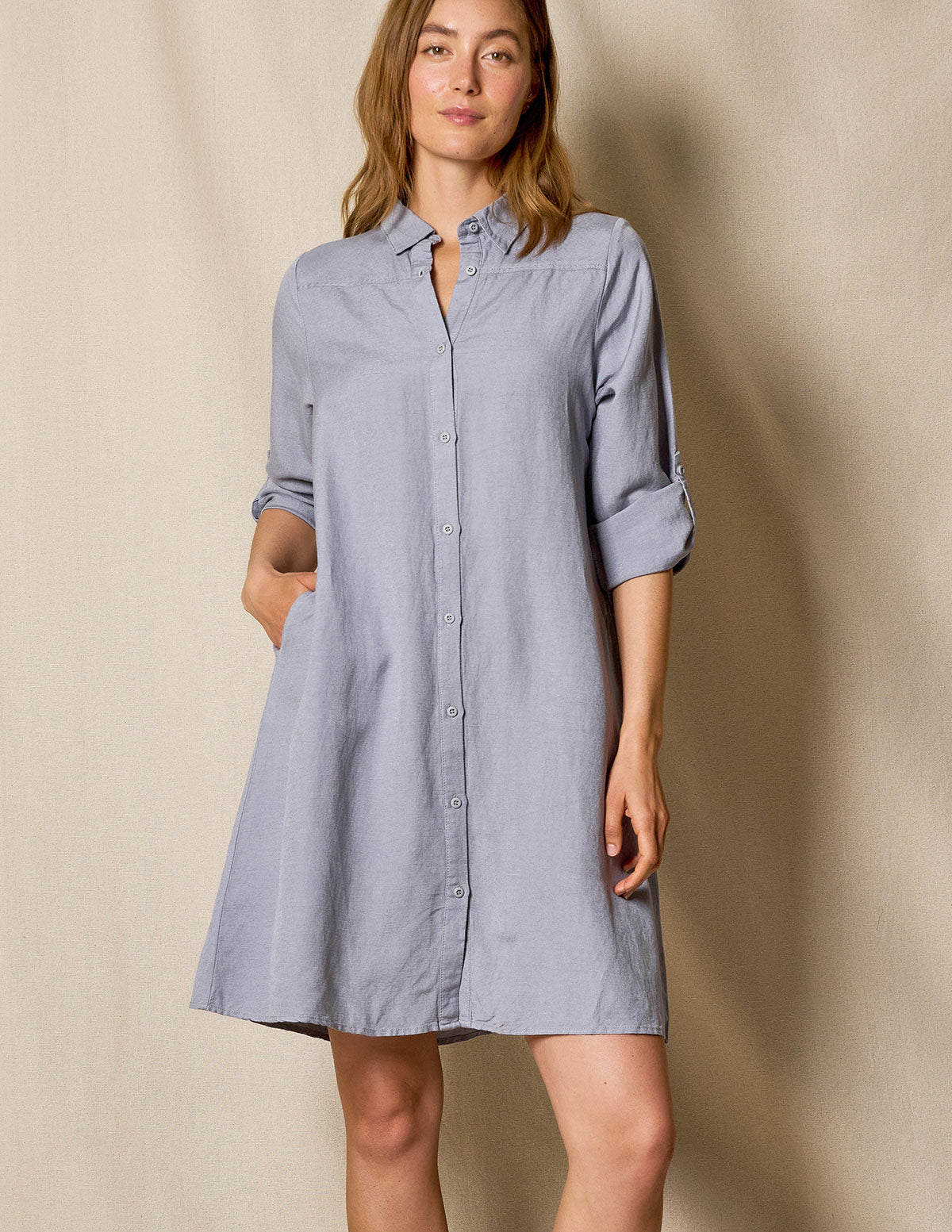 Linen / Bamboo Duster - Stone Blue - Small and XL Only