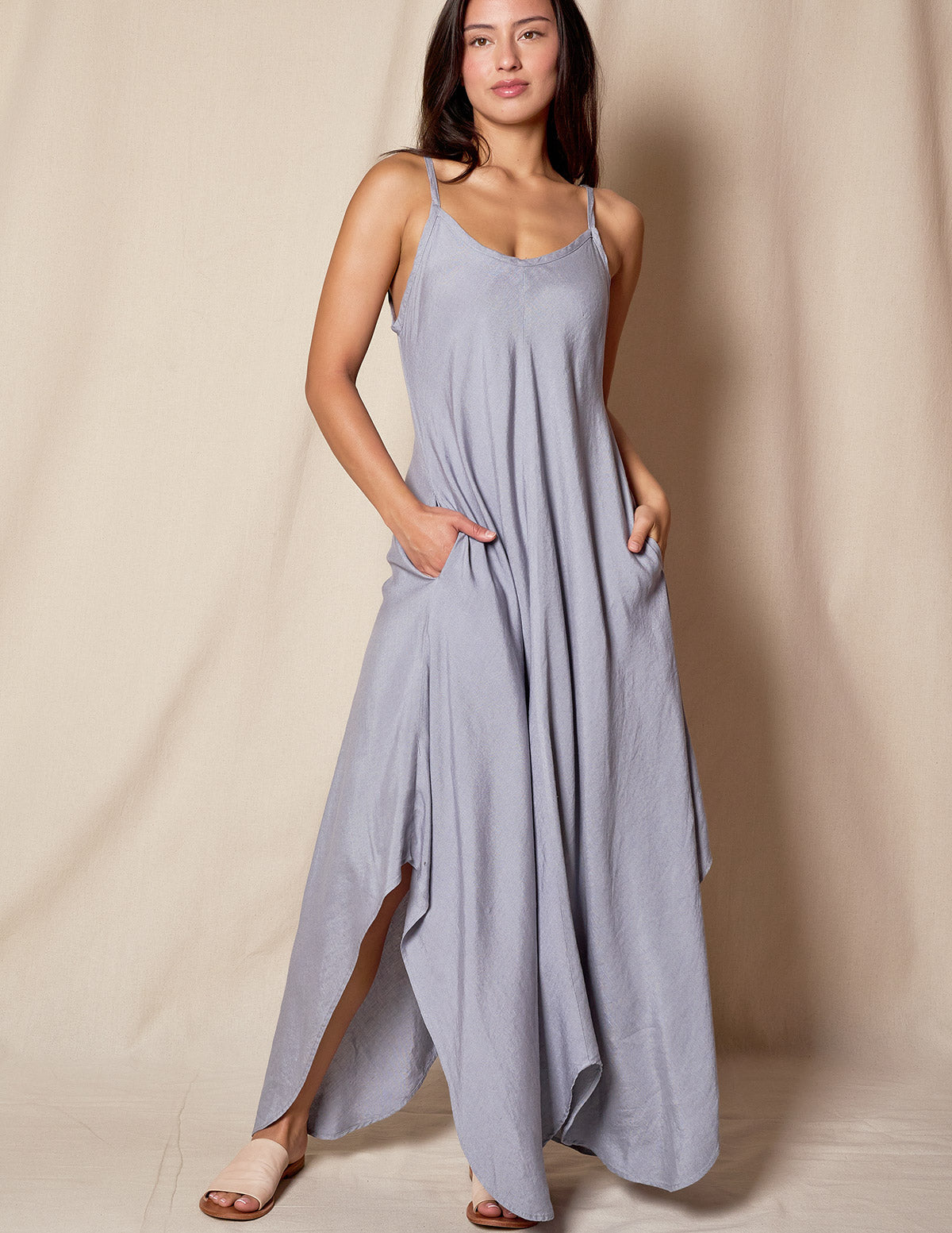Linen / Bamboo Sundress - Stone Blue