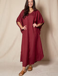 Linen / Bamboo Caftan - Burgundy