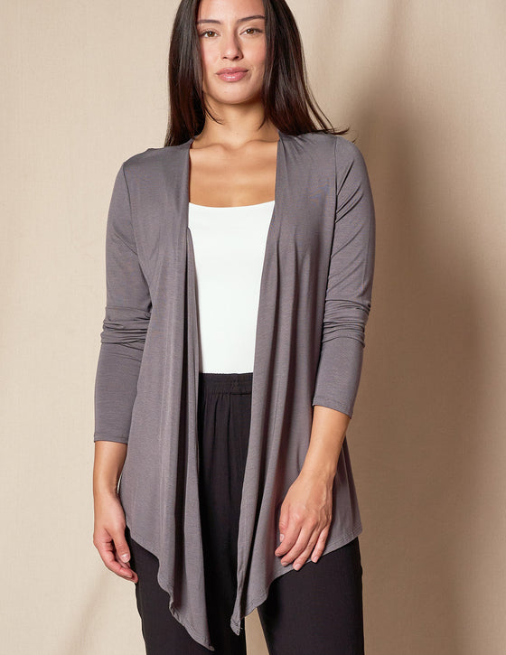 Open Jacket Bamboo Open Front Jacket - Grey — Sivana