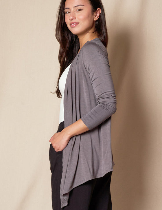 Open Jacket Bamboo Open Front Jacket - Grey — Sivana