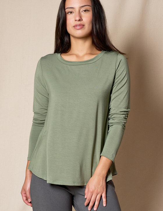Bamboo Relaxed Long Sleeve Tee Sage - Main Image