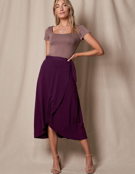 Bamboo Organic Cotton Wrap Skirt Plum — Sivana