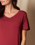 Bamboo V-Neck Sleep Tee - Burgundy