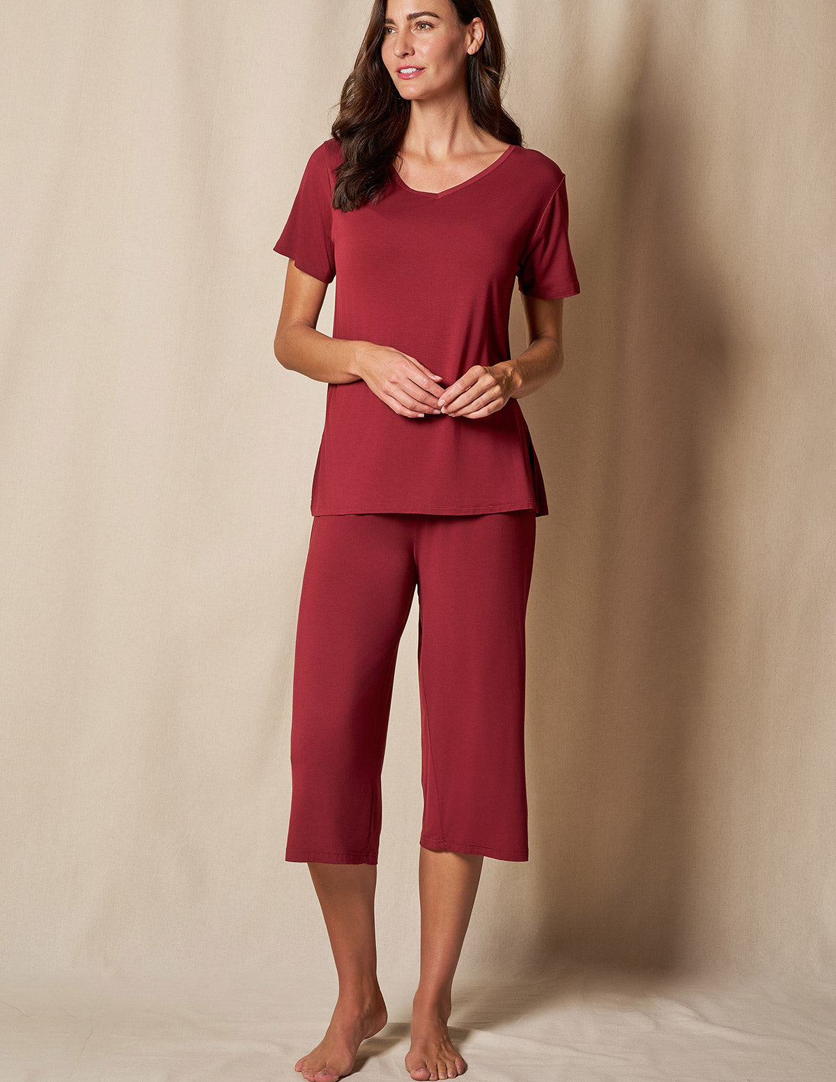 Bamboo Capri Pajama Pants - Burgundy - XL and 2XL Only