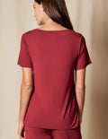 Bamboo V-Neck Sleep Tee - Burgundy
