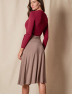 Bamboo Shirred Waist Skirt - Mocha