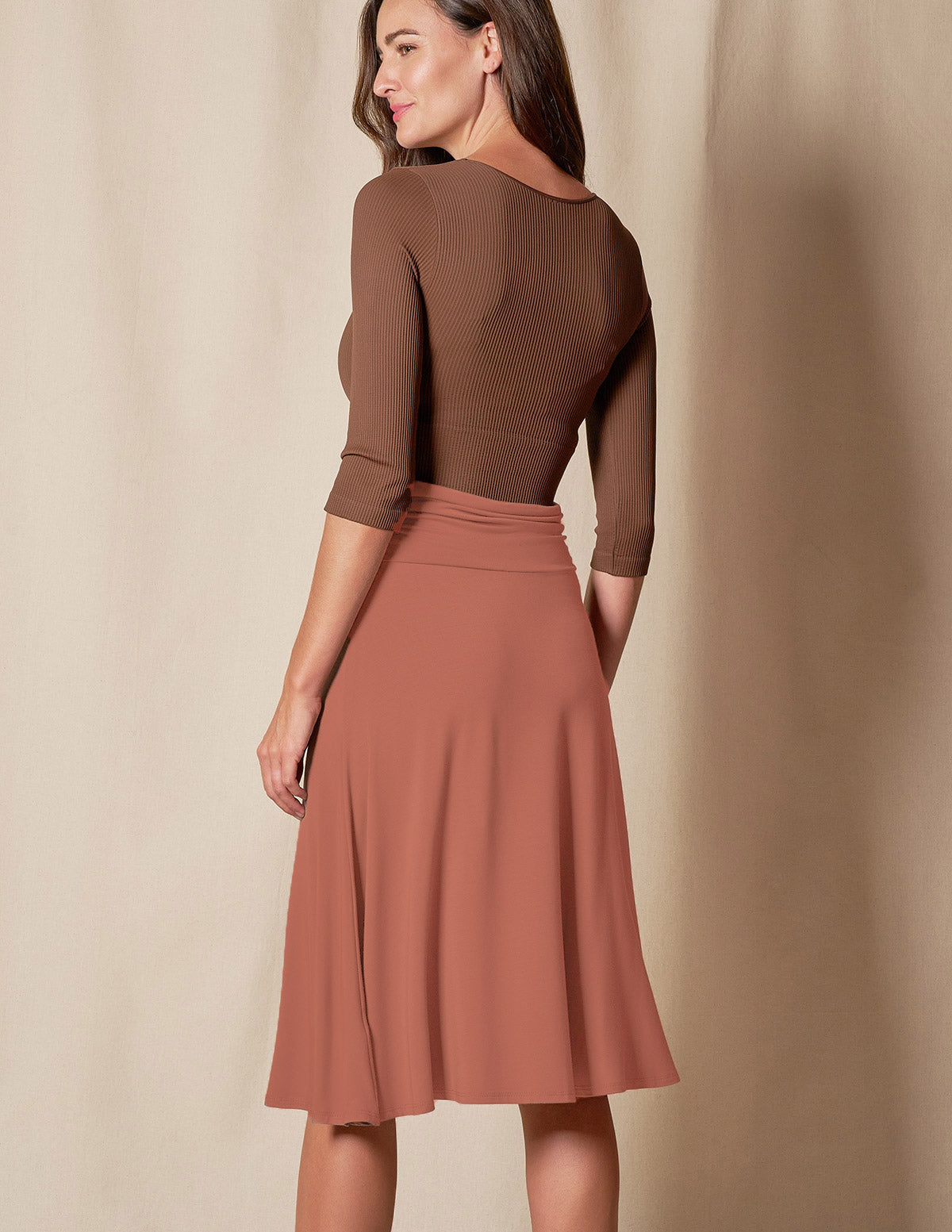 Bamboo Shirred Waist Skirt - Rust