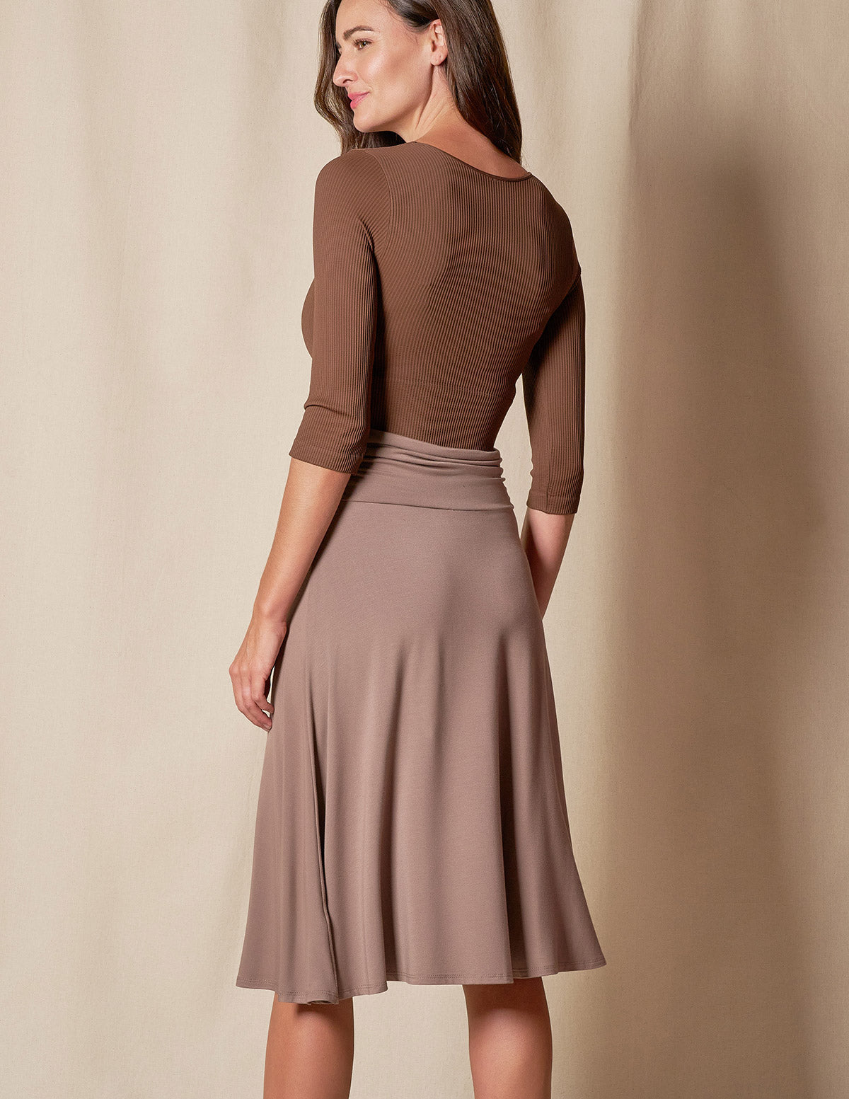 Bamboo Shirred Waist Skirt - Mocha