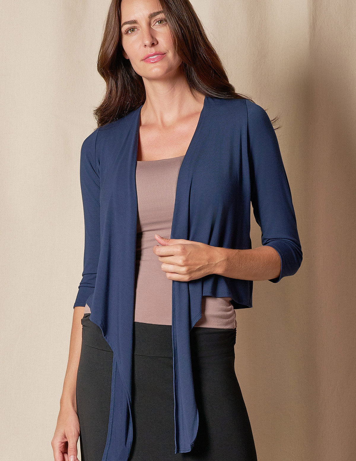 Bamboo Open Front Shrug - Navy - 2XS Only