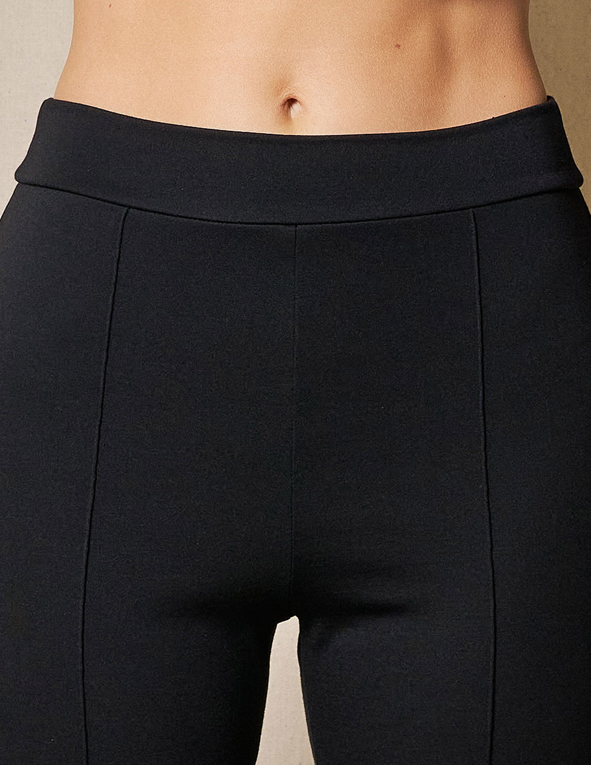 Bamboo Ponte Knit Flare Pants - Black