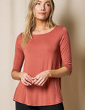 Bamboo 3/4 Sleeve Tee - Rust