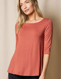 Bamboo 3/4 Sleeve Tee - Rust