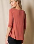 Bamboo 3/4 Sleeve Tee - Rust