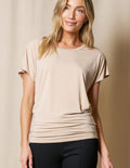 Bamboo Scoop Neck Dolman Tunic - Almond