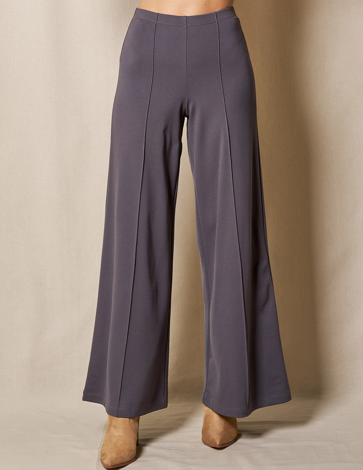 Bamboo Ponte Wide Leg Pants - Grey