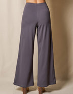 Bamboo Ponte Wide Leg Pants - Grey