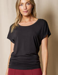 Bamboo Scoop Neck Dolman Tunic - Black
