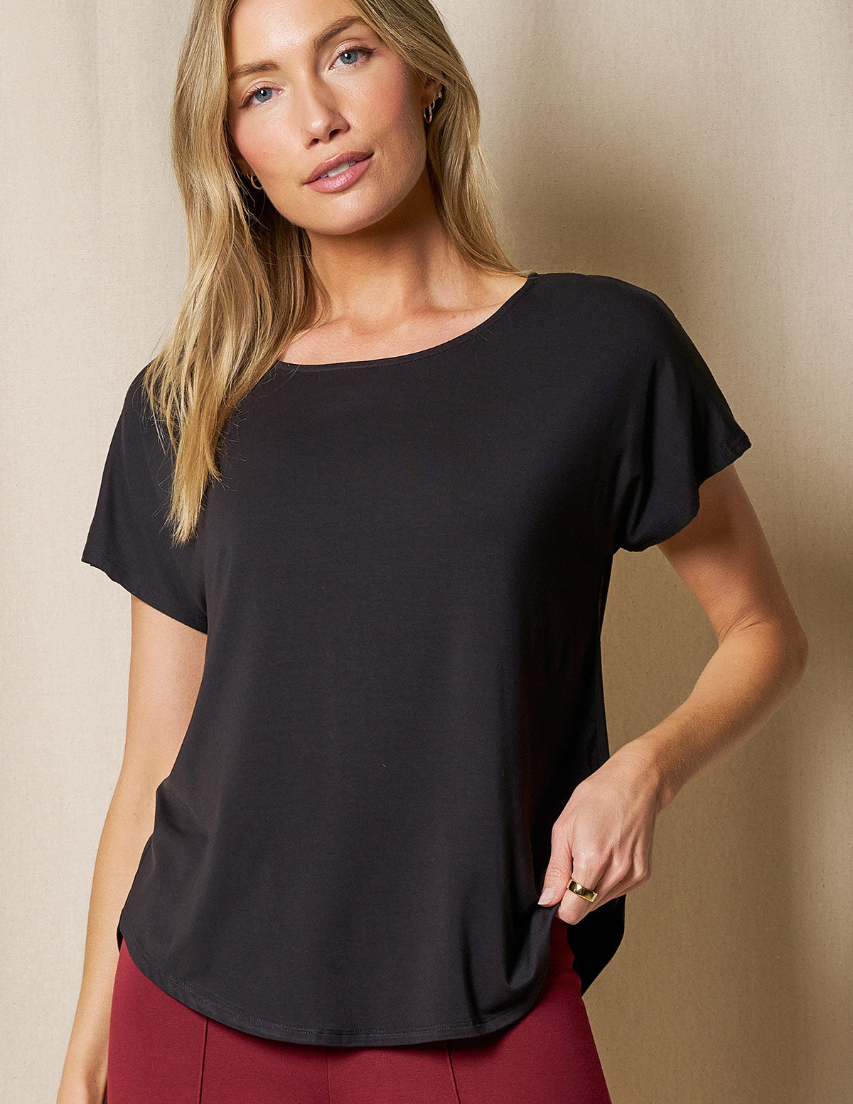 Bamboo Dolman Tee - Black - Small Only
