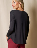 Bamboo Dolman Long Sleeve Tee - Black- L and XL Only