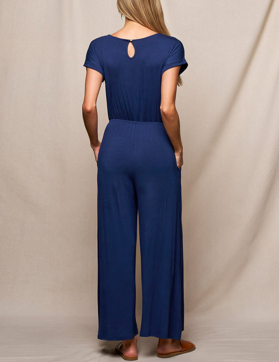 Bamboo Short Sleeve Jumpsuit - Navy