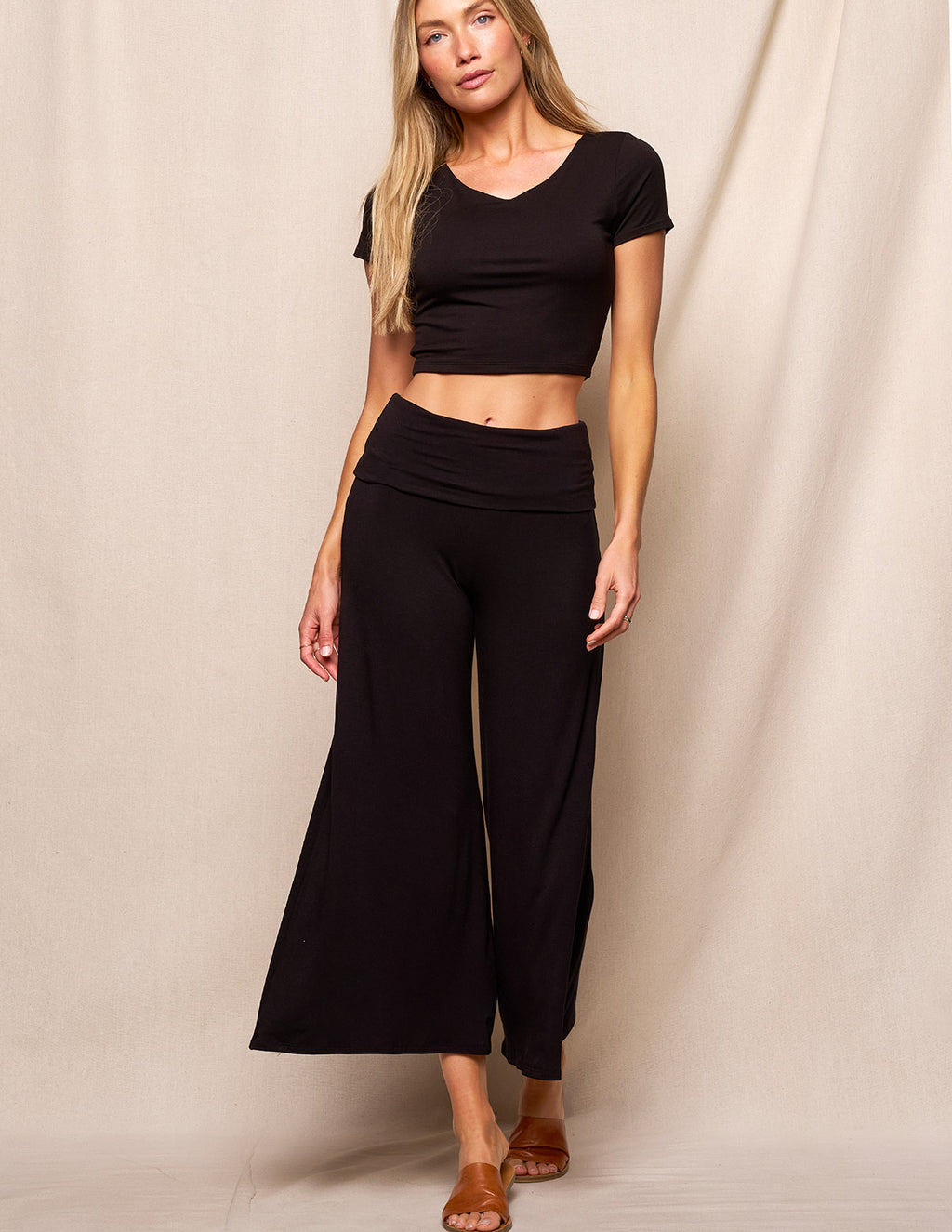 Bamboo Flare Ankle Pants - Mocha