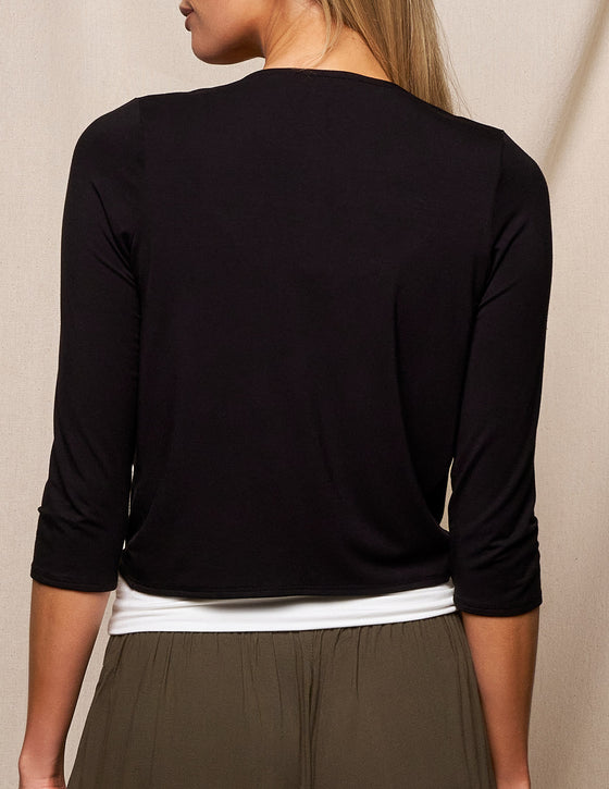 Bamboo Open Front Shrug - Black