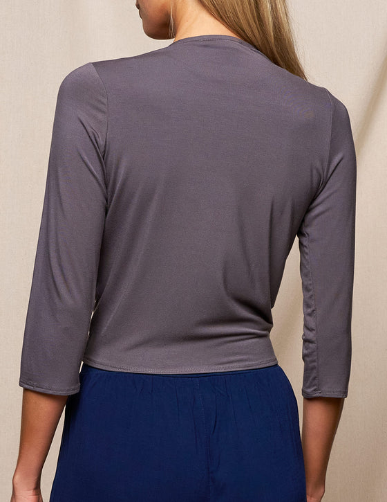 Bamboo Open Front Shrug - Grey